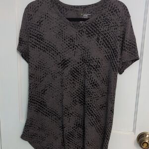 Tek Gear Dry Tek Sz L Charcoal and Black Patterned Short Sleeve Tee